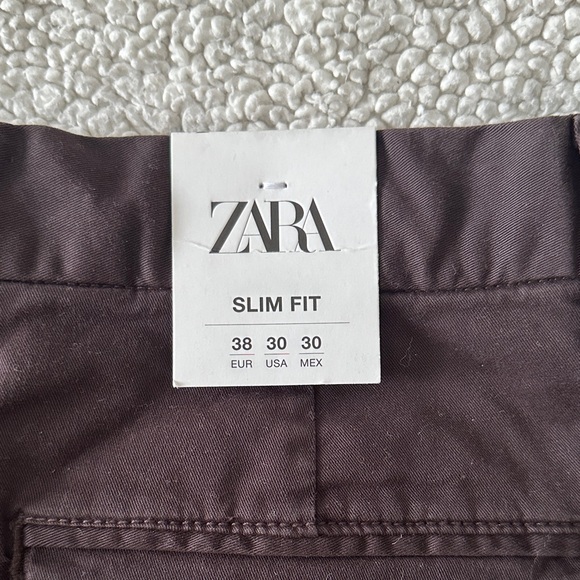 Zara Men's Chocolate Brown Flat Front Shorts - Picture 5 of 5